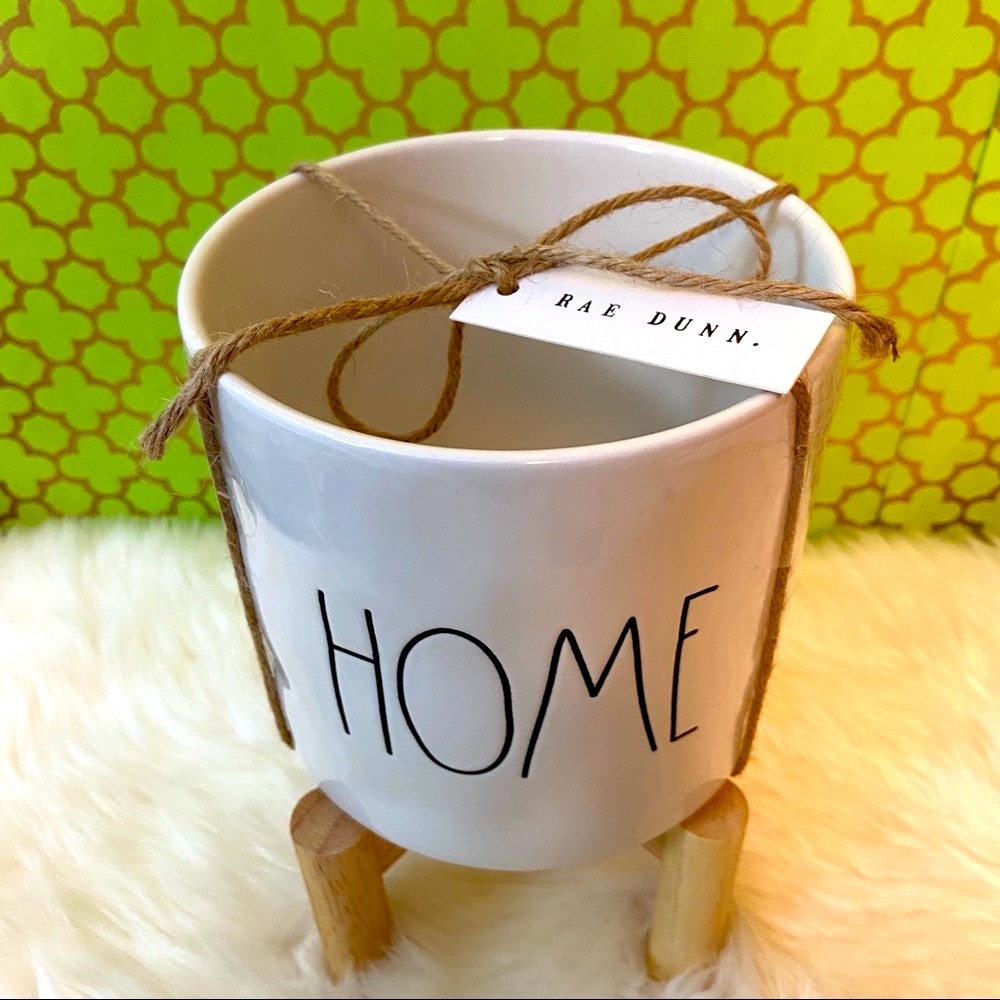 Rae Dunn HOME Planter On Wooden Stand Gift for Mom - Picture 1 of 7